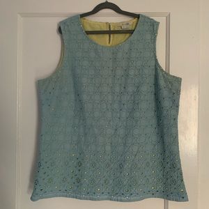 Boden layered cotton lace tank- flattering darts